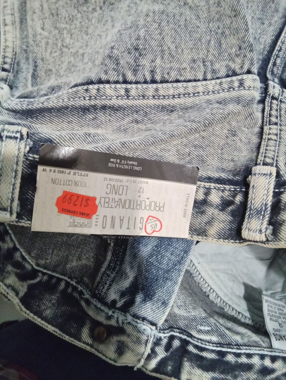 Vintage NWT 80's Gitano Sz 12 Long 29.5x32 Pleated Acid WashMom Jeans Deadstock - Picture 8 of 16